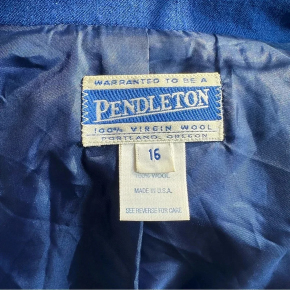 Pendleton Vintage Royal Blue Wool Blazer Large 16 - Picture 7 of 12